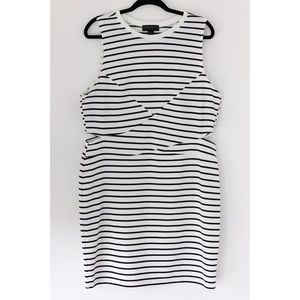 NWOT Navy blue & white stripe cutout dress PLUS